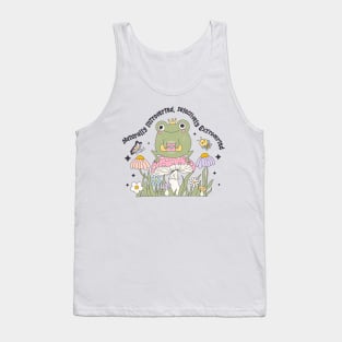 Charming Introverted Frog with Crown and Mushrooms Tank Top